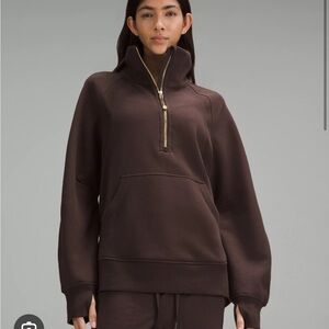 Scuba Oversized Funnel-Neck Half Zip *Long XS/S  Espresso/Gold